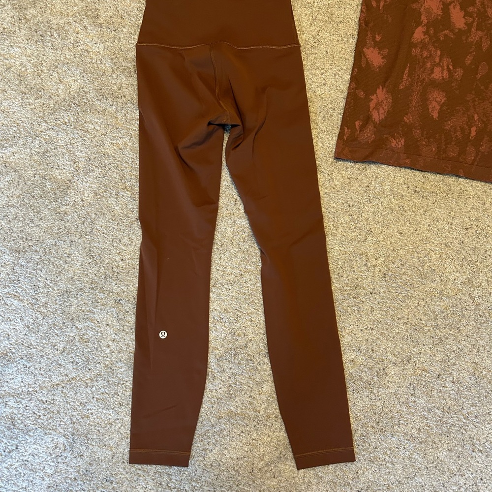lululemon athletica brown wunder train leggings - 25”